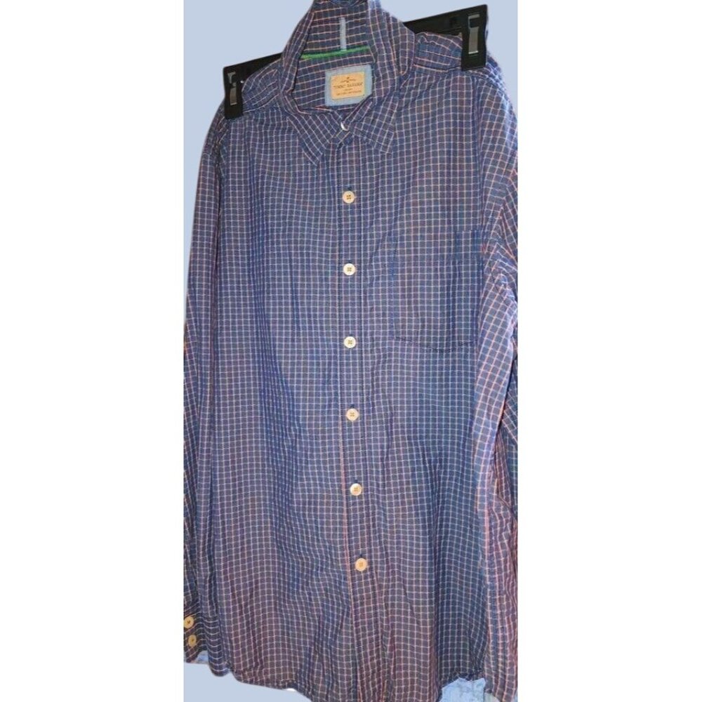 Tommy Bahama Mens Long Sleeve Shirt M Blue Plaid Button-Down Cotton
